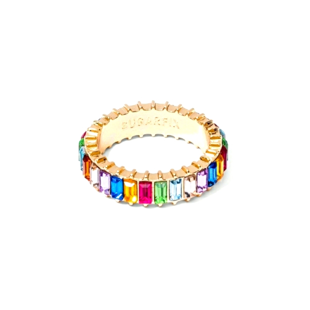SUGARFIX by BaubleBar Multicolor Crystal Baguette Ring - 8, Gold